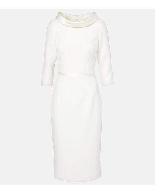 Safiyaa White Bridal Meryl Crepe Midi Dress