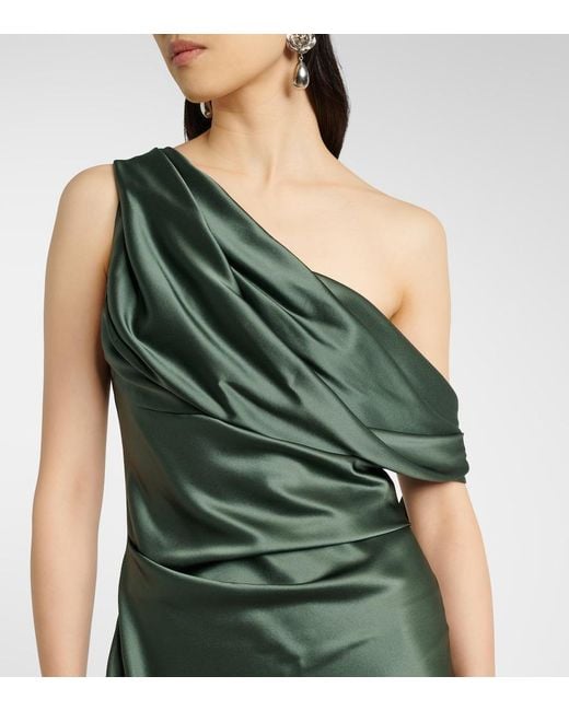 The Sei Green Draped Asymmetric Silk Satin Gown