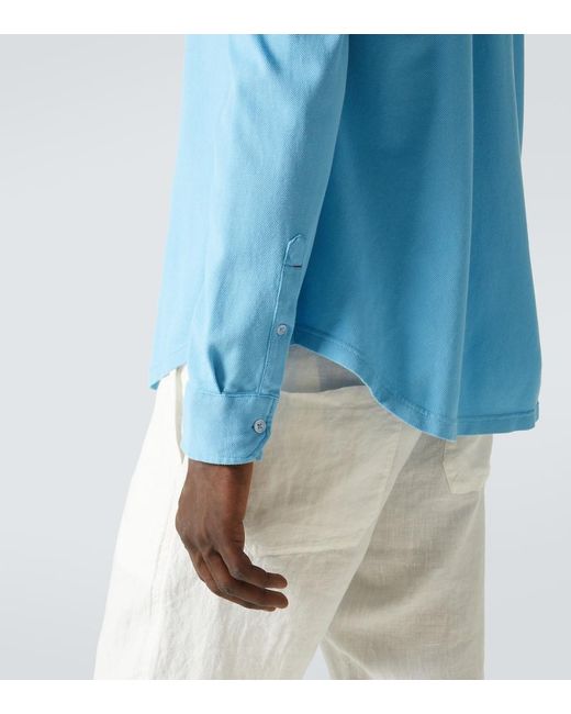 Orlebar Brown Blue Giles Cotton Pique Shirt for men