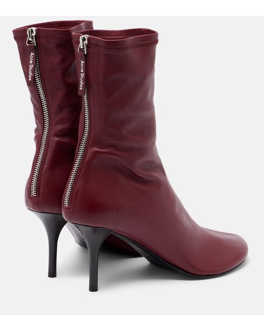 Acne Purple Leather Ankle Boots