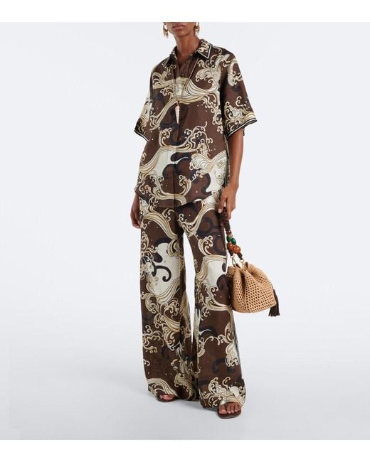 ALÉMAIS Multicolor Otis Printed Linen Wide-Leg Pants