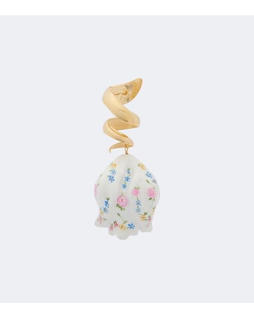 Chloé White Bloomcraft Drop Earrings