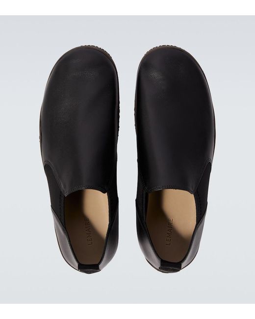 Lemaire Black Vibram Leather Slip-On Shoes for men