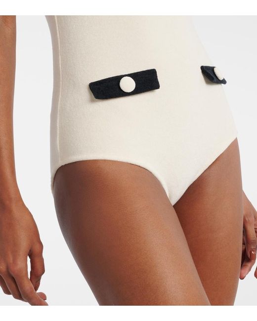 Adriana Degreas White Cotton-Blend Terry Swimsuit
