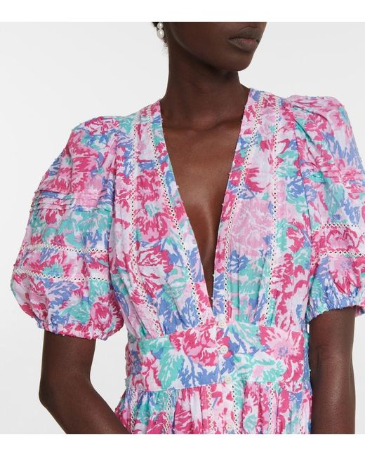 Poupette Purple Reine Floral Midi Dress