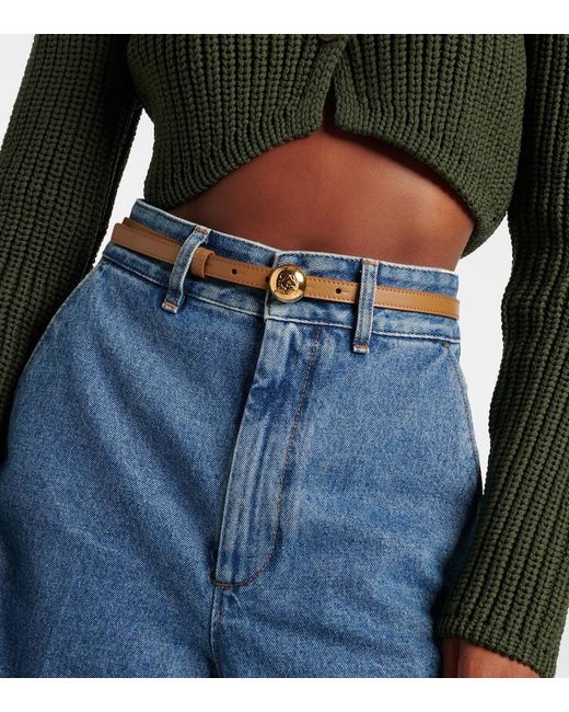 Loewe Brown Pebble Anagram Leather Belt