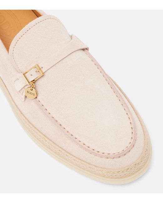 Tod's Pink Mokassins Aus Veloursleder