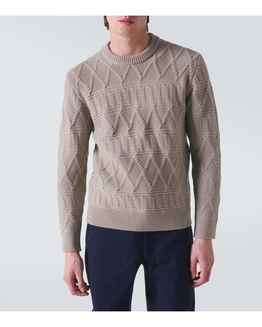 Zegna Gray Aran Wool Sweater for men
