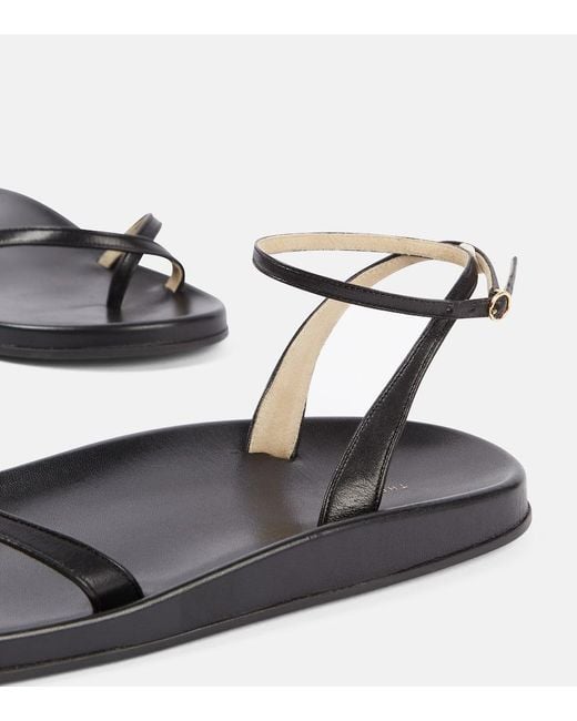 The Row Black Hugh Leather Sandals