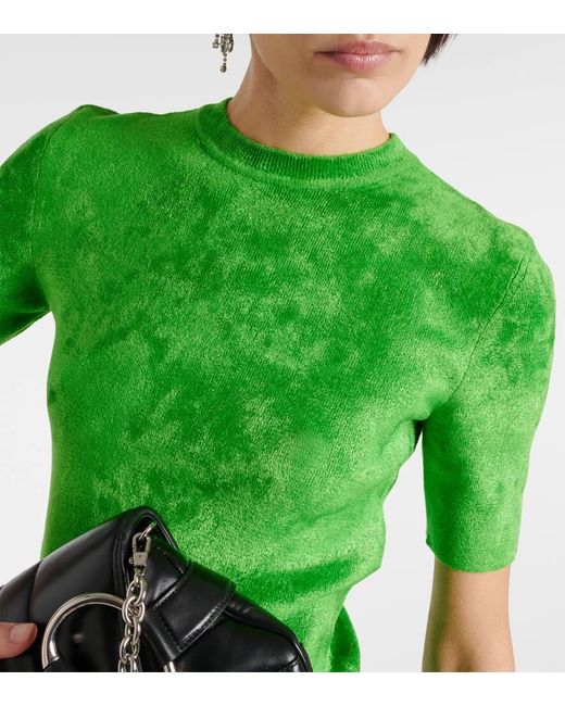 Gucci Green Crystal G Ribbed-knit Top