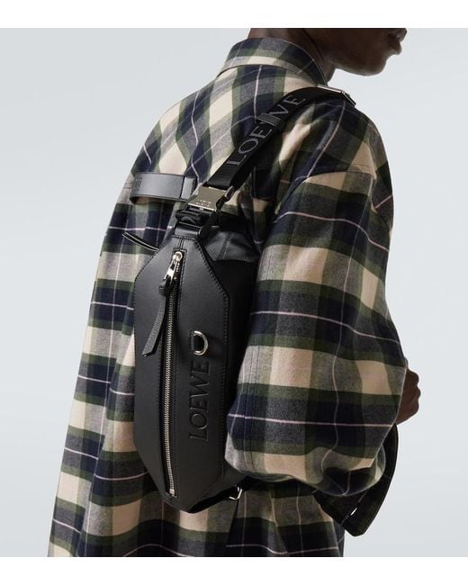 Loewe Black Leather Convertible Belt Bag for men