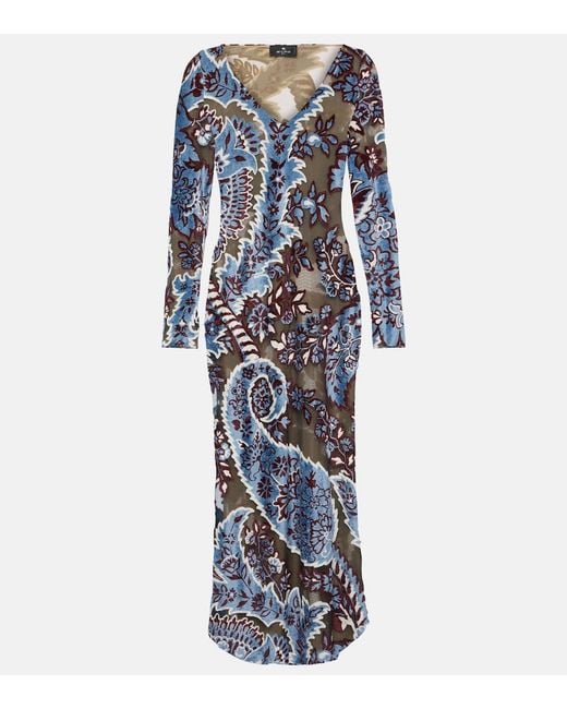 Etro Blue Dress With Jacquard Effect
