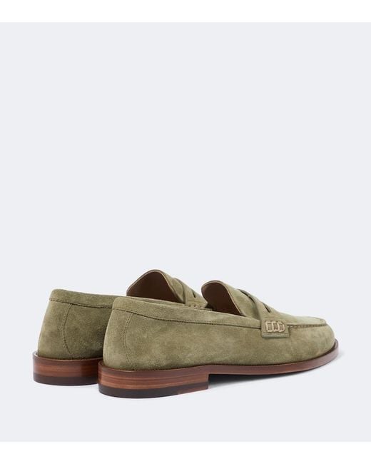 Manolo Blahnik Green Perry Suede Penny Loafers for men