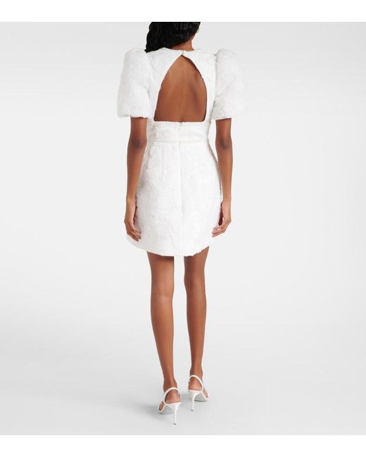Rebecca Vallance White Delilah Bow-Detail Embellished Minidress