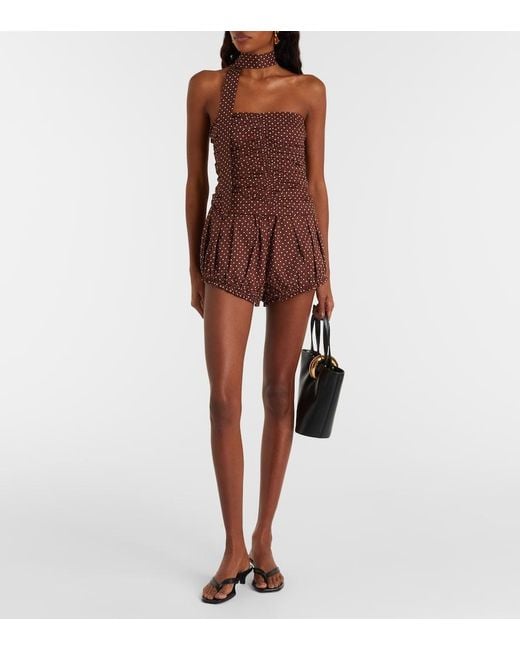 Posse Brown Edie Polka-Dot Top