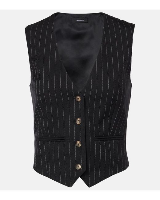 Wardrobe NYC Black Pinstripe Wool Vest