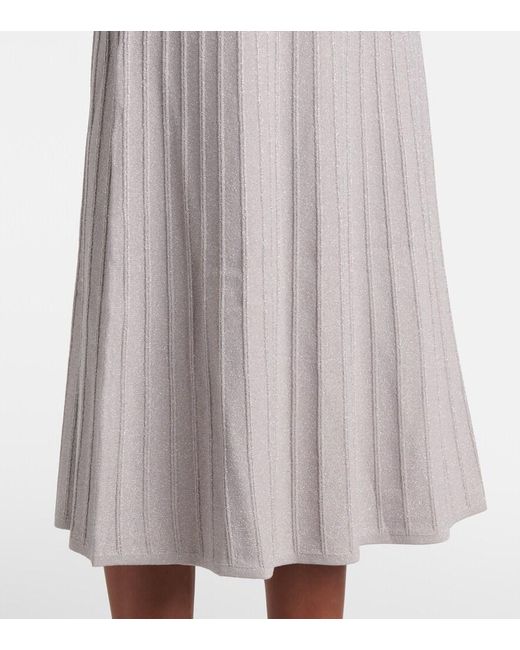 Veronica Beard Gray Nami Knitted Lame Midi Dress