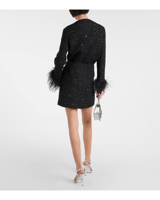 Minifalda de tweed Valentino de color Black