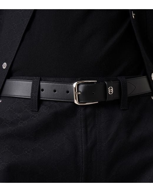 Gucci Black Gg Leather Belt for men