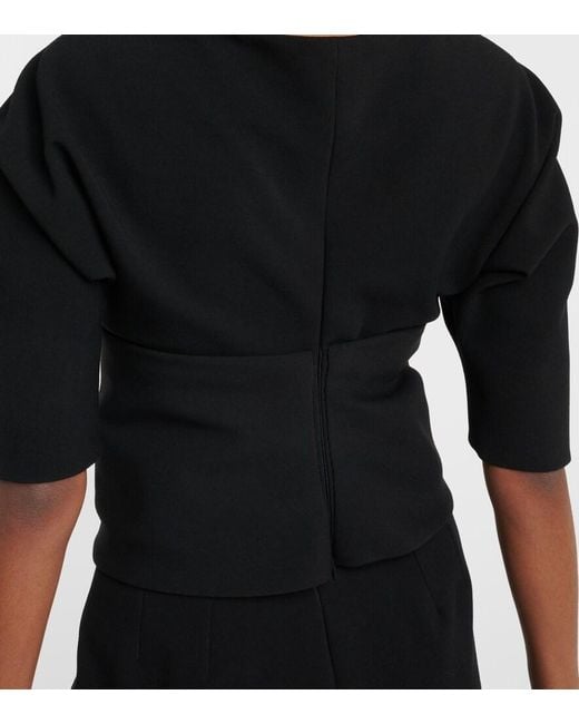 Ferragamo Black Wool-Blend Gabardine Top