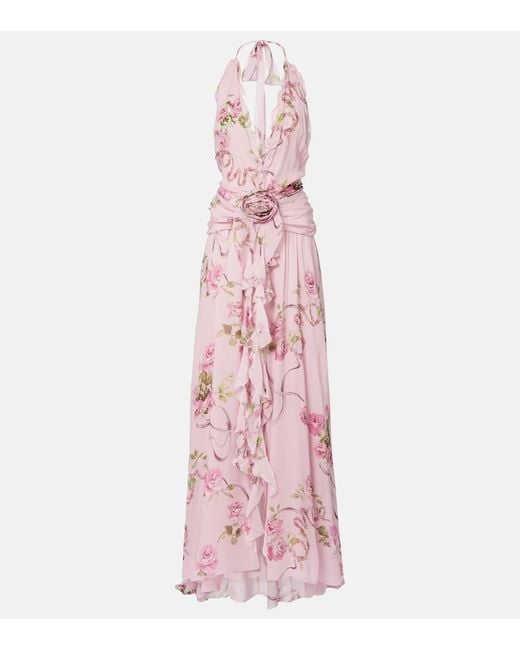 Blumarine Pink Maxikleid Aus Georgette