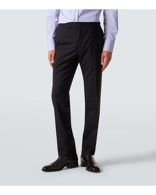 Tom Ford Black Shelton Wool Slim Pants for men
