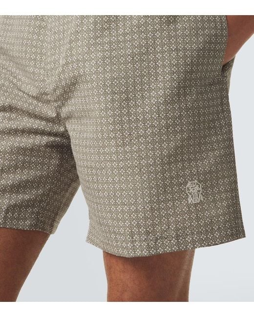 Brunello Cucinelli Gray Logo Swim Trunks for men
