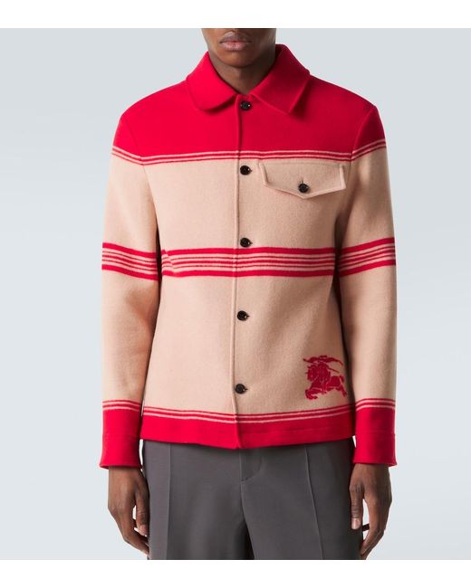 Burberry Red Ekd Wool-Blend Jacket for men