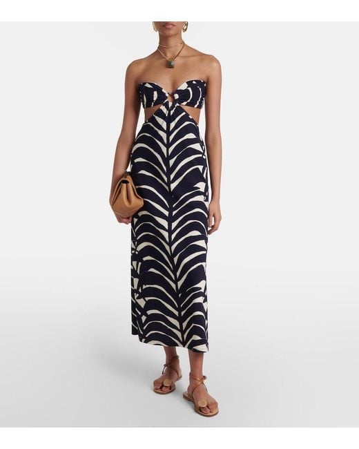 Johanna Ortiz Blue Ocean Layers Cutout Terry Maxi Dress
