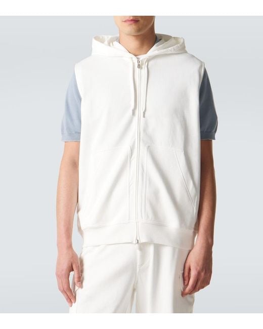 Brunello Cucinelli White Cotton-Blend Hoodie for men