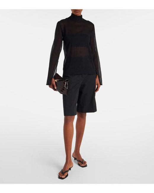 Totême Black T-Lock Croc-Effect Leather Clutch