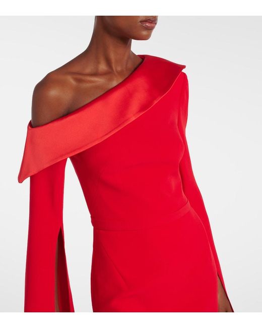 Safiyaa Red Rinoa Caped Crepe Gown