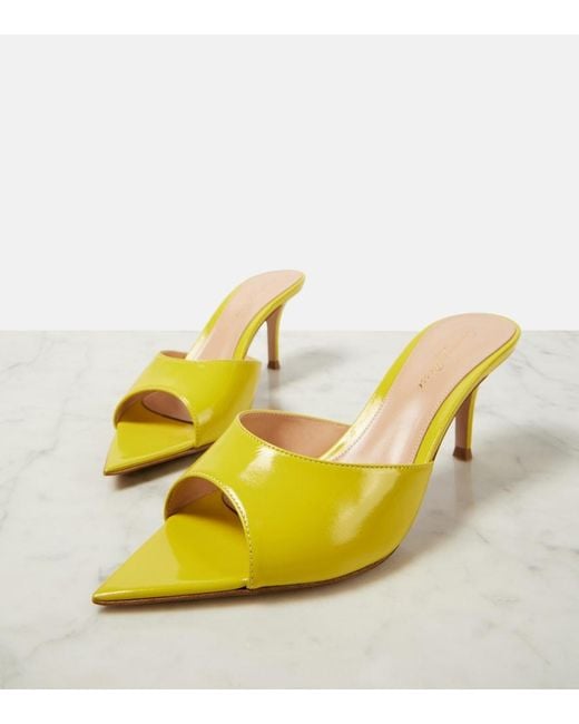 Gianvito Rossi Yellow Pat 70 Leather Mules