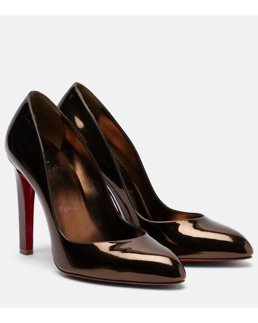Christian Louboutin Brown Fannylove 100 Metallic Leather Pumps