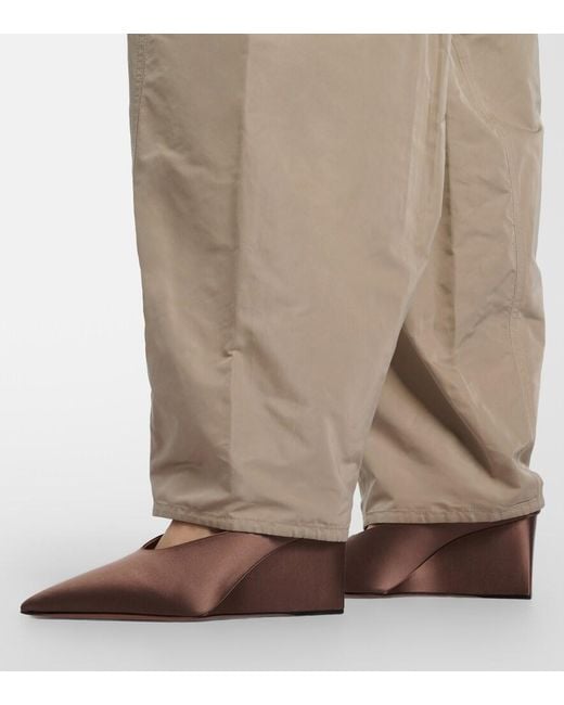 Alaïa Brown Cube Satin Wedge Mules