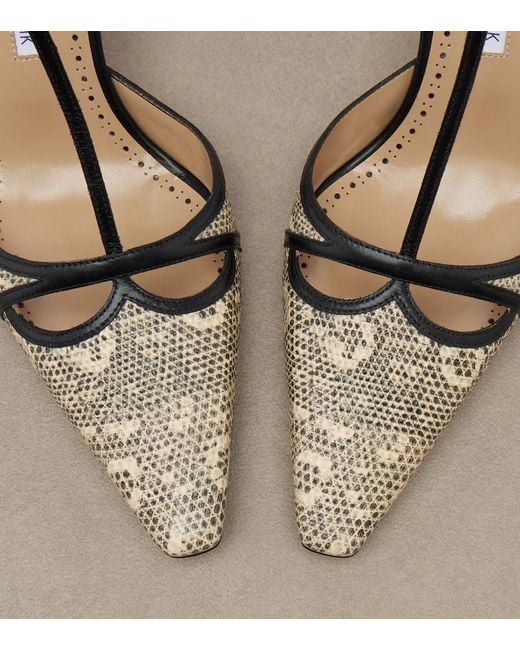 Manolo Blahnik Metallic Gish Lizard-Print Leather Pumps