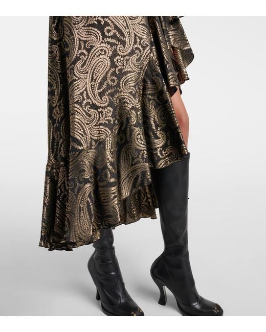 Falda Midi En Mezcla De Seda Con Paisley Etro de color Black