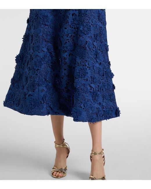 leo lin blue lace dress Odette lace midi dress in blue - Leo Lin