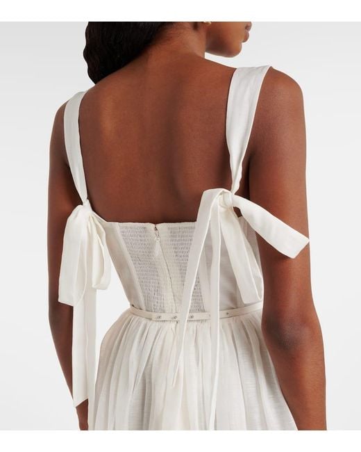 Zimmermann White Midikleid Dawning Aus Leinen Und Seide