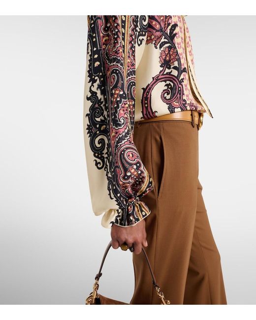 Etro Pink Printed Silk Twill Blouse