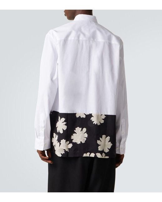 Dries Van Noten White Paneled Cotton Poplin Shirt for men