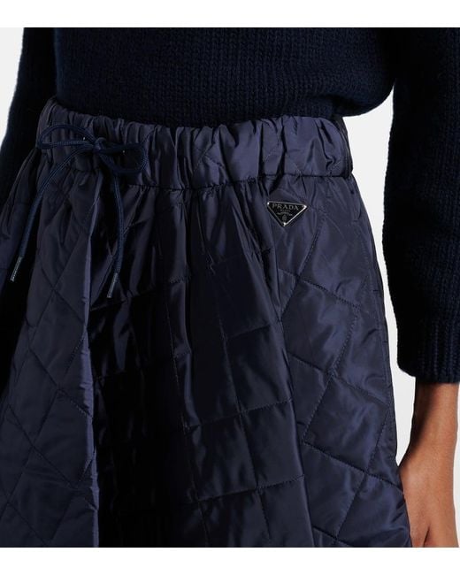 Falda Midi De Re-Nylon Acolchada Prada de color Blue