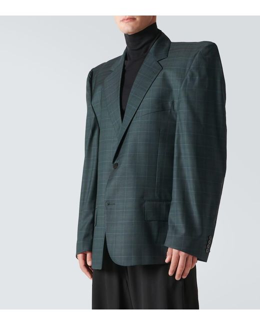 Blazer Boxy de lana a cuadros Balenciaga de hombre de color Green