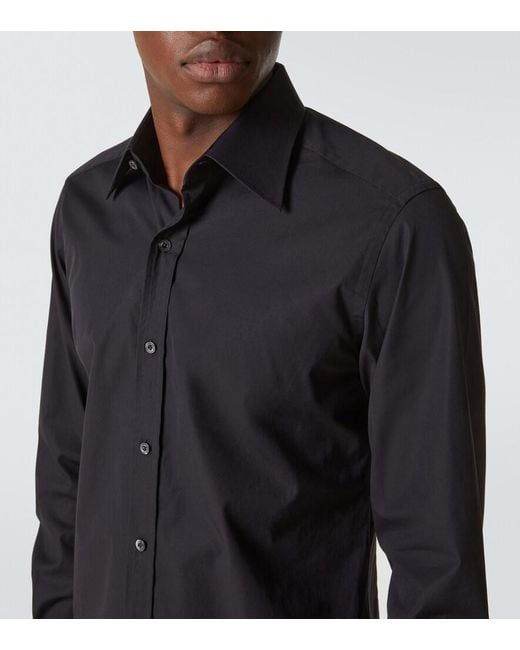 Tom Ford Blue Cotton Poplin Tuxedo Shirt for men