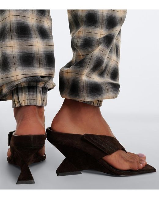 The Attico Black Cheope Suede Thong Sandals