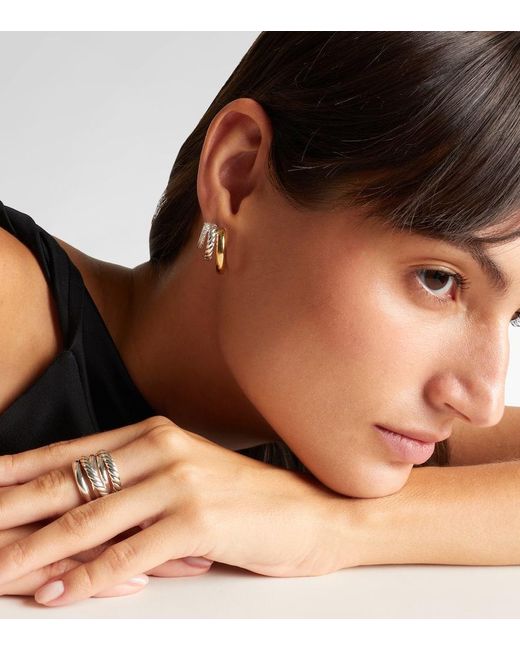 David Yurman White Ohrringe Dy Mercer Aus 18Kt Gelbgold Und Sterlingsilber Mit Diamanten