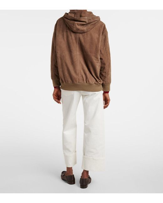 Max Mara Brown Suede Zip-Up Hoodie