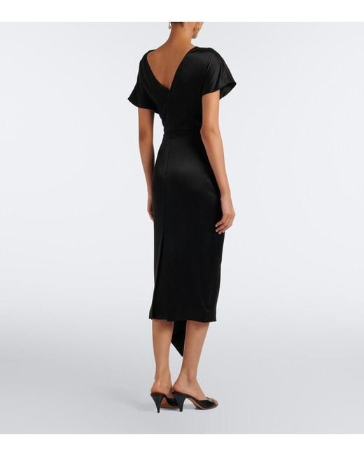 Roksanda Black Zoa Draped Satin Midi Dress