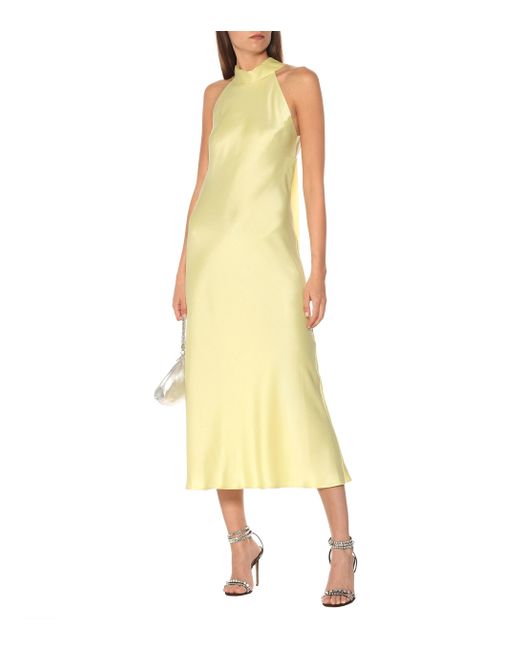 galvan sienna satin midi dress