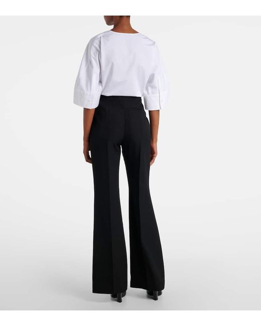 Givenchy Blue Mid-Rise Wool Flared Pants